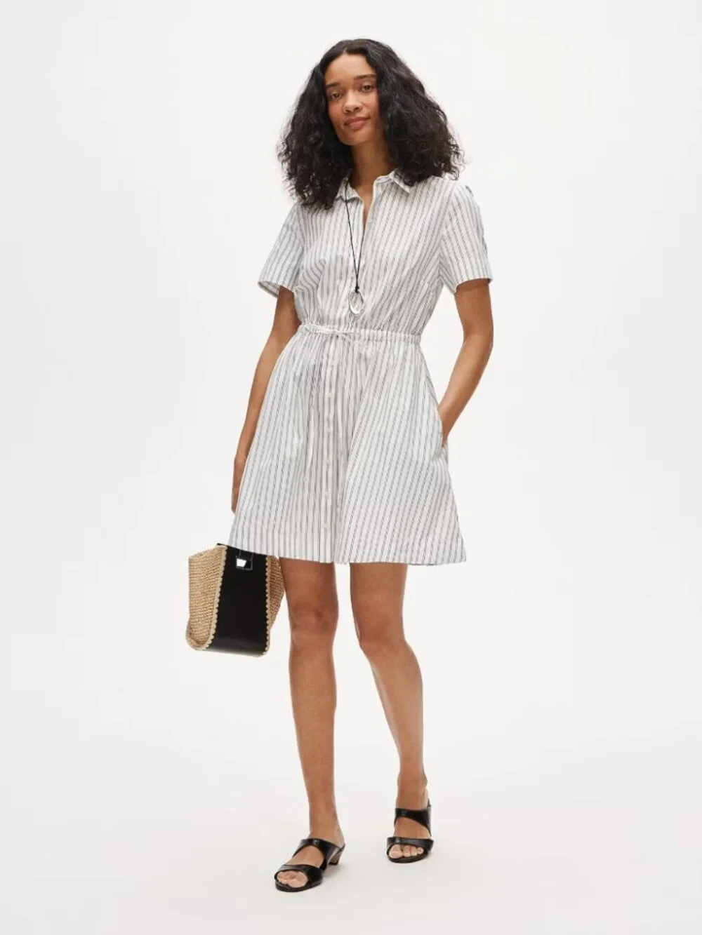 NWT J. Crew Cerise Mini Shirt Dress Striped Cotton Poplin Ivory Blue Size 6